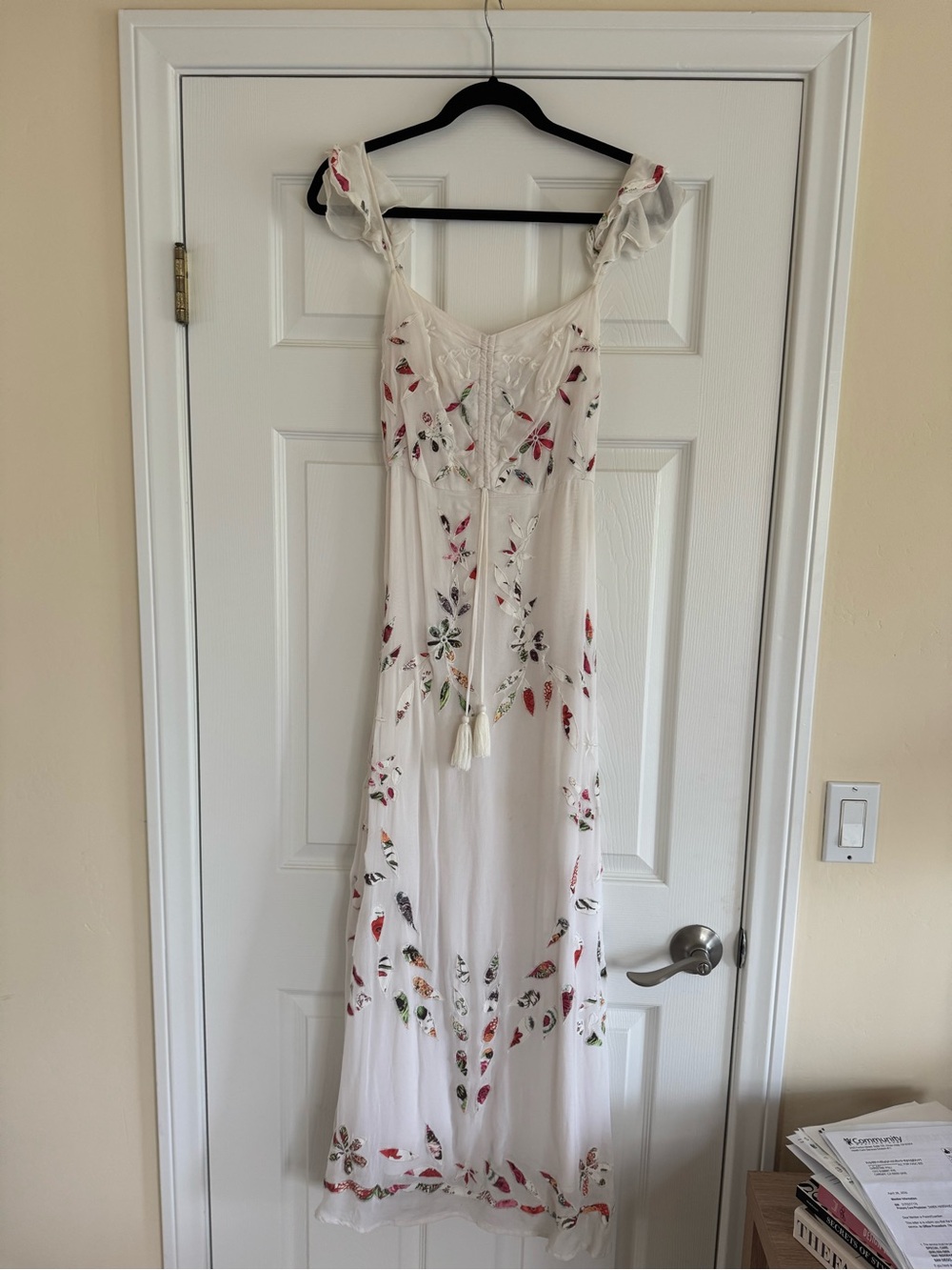 FARM Rio White Embroidered Maxi Dress with Tassel Tie - Picture 4 of 8